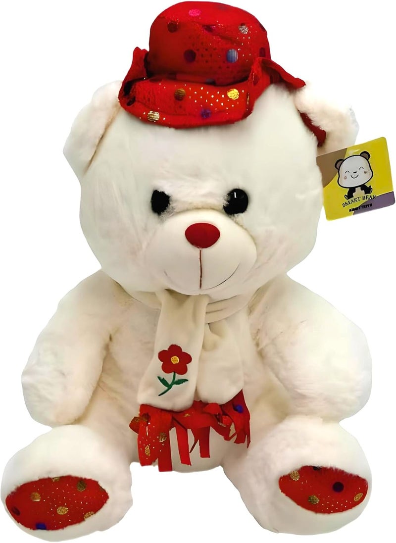 FITTO White & Red Teddy Bear with Cap 35cm - Image 3