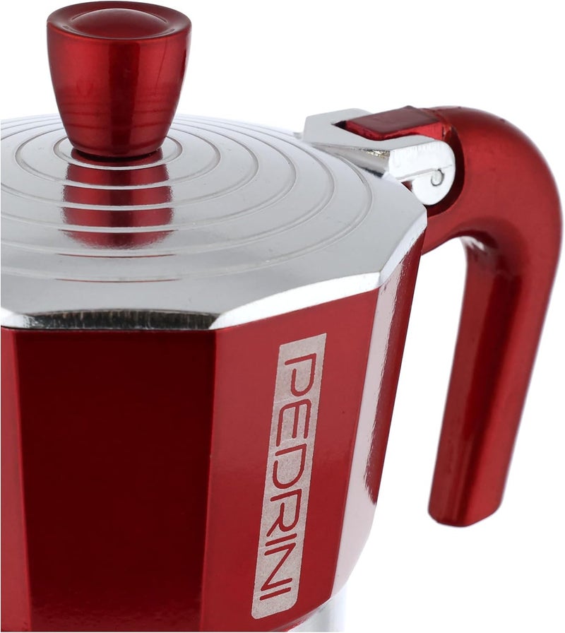 PEDRINI- Italy, Infinity Moka Pot 3 Cup Coffee Maker/Mocha Pot/Coffee Filter, Aluminium, Italian Made (Passion Red, 3 Cup) - Image 3