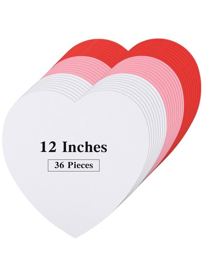 MixTeach 36 Pcs Large Valentine's Day Heart Cutouts 12 Inch, Red, White, Pink - Image 1
