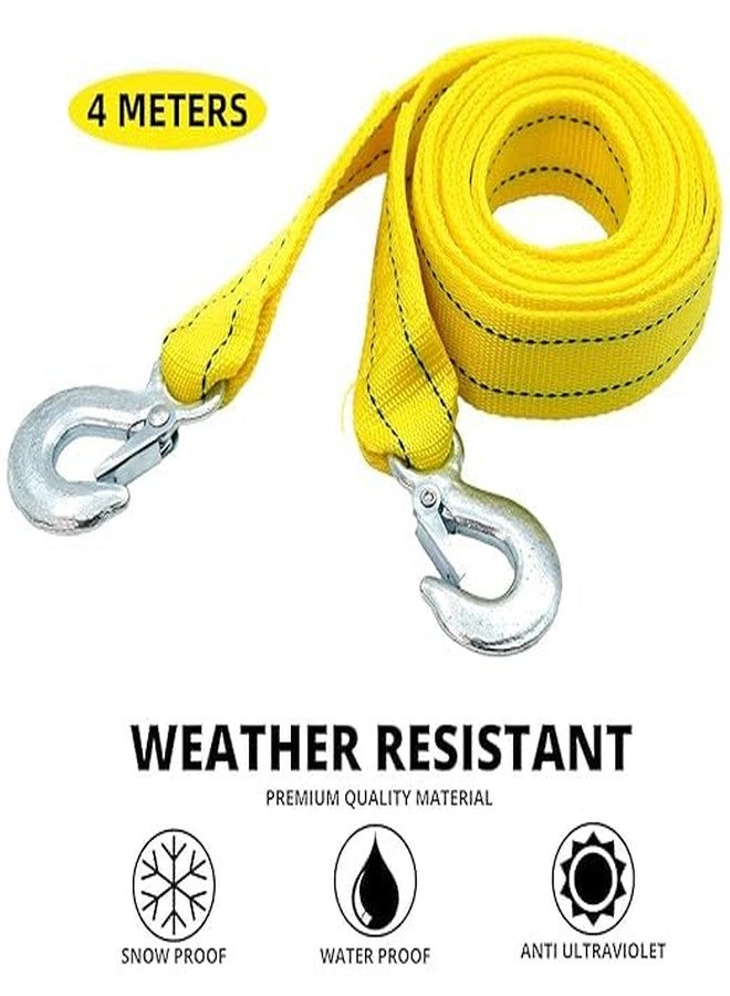 TRADY Car Towing Rope with Forged Hooks at Both The Ends Yellow Color, Made of Nylon, 3 Ton Load Capacity 4 mtr Heavy Car Cable for Emergency Belt Vehicle Pulling. - Image 2