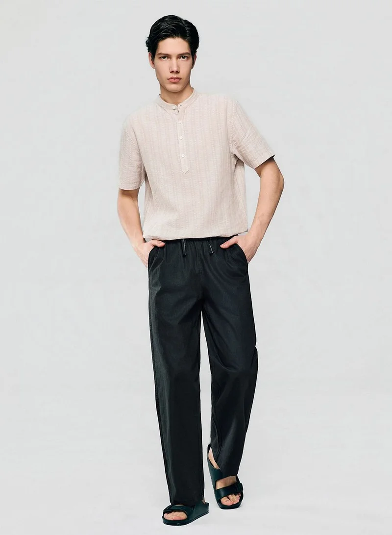 Giordano  Men Relaxed Linen Cotton Straight Khakis for Men | Best Price UAE