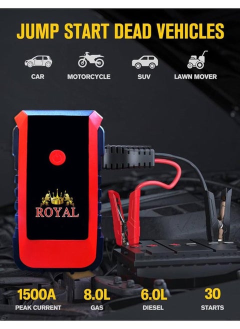 High Quality Royal Car Jump Starter Battery Pack X5 12000 Mah Portable With 2 Usb/Dc 12V Led Light