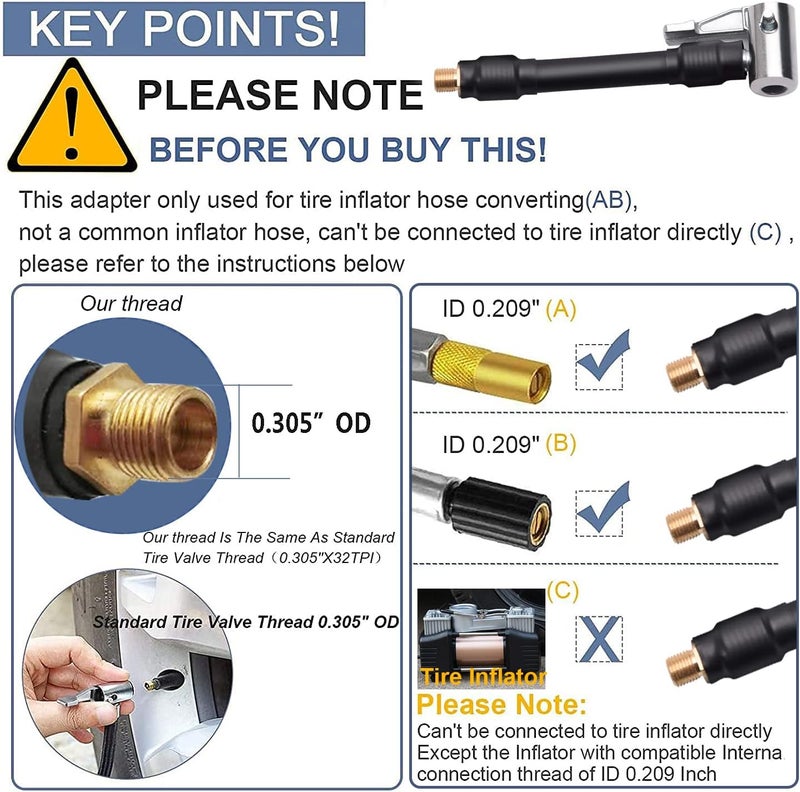 Melphan-Auto Flexible Extension Tire Valve Adaptor, air hose inflator adapter, Standard tire valve thread Quick connect and release, Self locking tire valve chuck inflator adapter for Car Truck Motorcycle Bike,1PC - Image 5