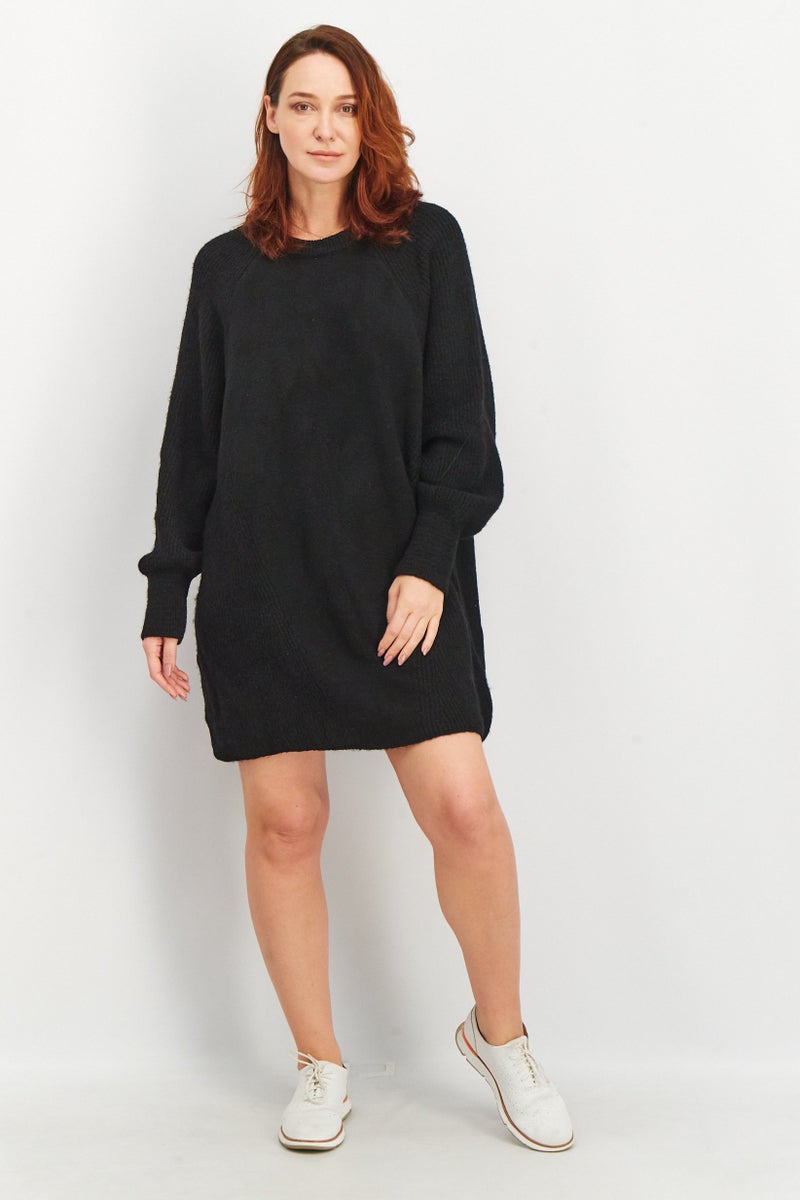 TOPSHOP Women Knitted Long Sleeve Sweater Dress, Black - Image 3