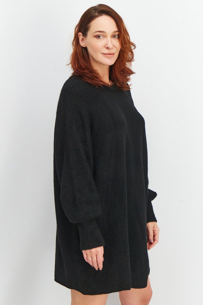 TOPSHOP Women Knitted Long Sleeve Sweater Dress, Black - Image 4