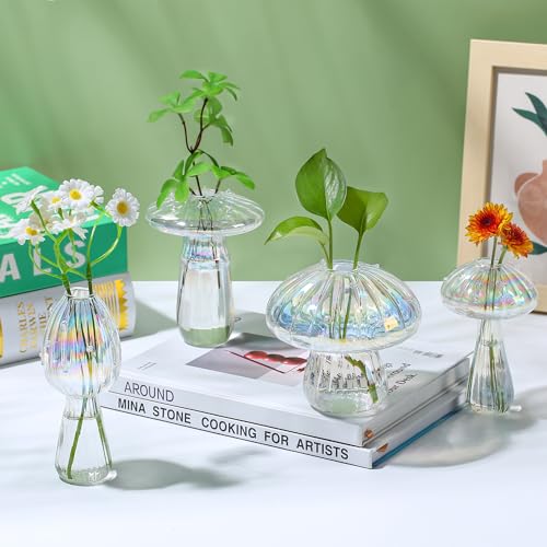 JXWENBYX Plant Propagation Station, Set of 6 Clear Mushroom Vase, Propagation Stations, Small Plant Terrarium, Unique Crystal Mushroom Jars for Plants for Hydroponics Home Garden Office Decoration (Clear) - Image 4