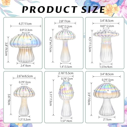 JXWENBYX Plant Propagation Station, Set of 6 Clear Mushroom Vase, Propagation Stations, Small Plant Terrarium, Unique Crystal Mushroom Jars for Plants for Hydroponics Home Garden Office Decoration (Clear) - Image 5