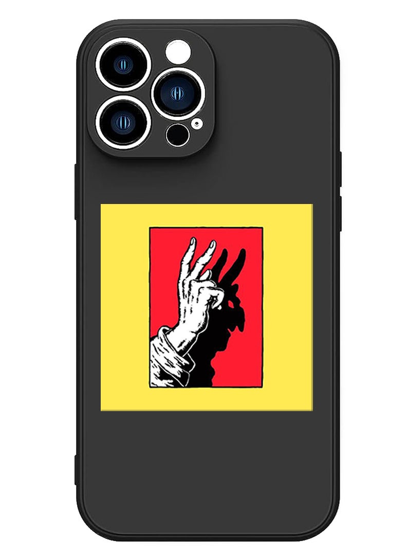 Theodor Protective Slim Fit Case Liquid Silicone Cover with Full Body Protection Anti-Scratch Shockproof Case For iPhone 15 Pro Max Black - Peace - Image 1