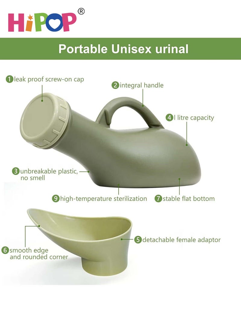 قارورة بول بسعة ١٠٠٠ مل للجنسين مع غطاء مانع للتسرب وقمع، مبولة محمولة لسلس البول والسفر، حاوية بول بلاستيكية لاستخدام السرير أو السيارة أثناء السفر للبالغين والأطفال، سهلة التنظيف - view 4
