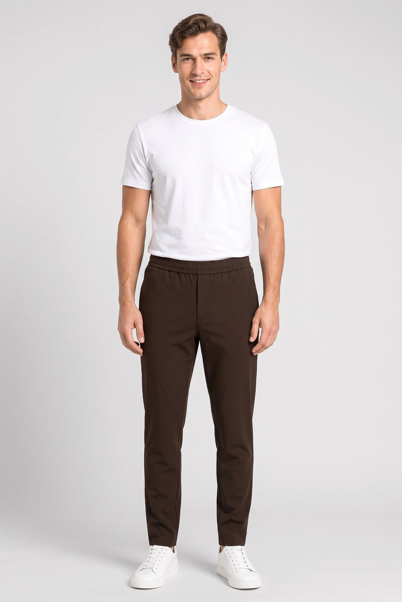 RBX Men Sportswear Fit Plain Outdoor Track Pants, Chocolate Brown - Image 2