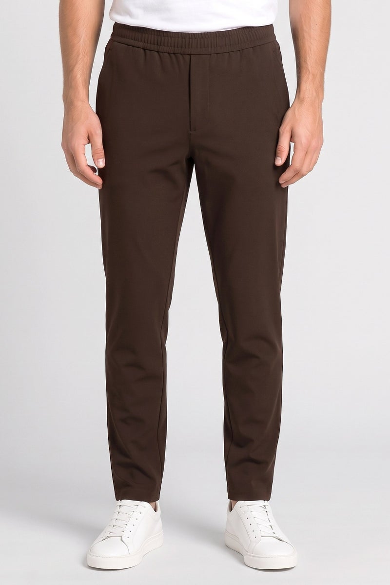 RBX Men Sportswear Fit Plain Outdoor Track Pants, Chocolate Brown - Image 1