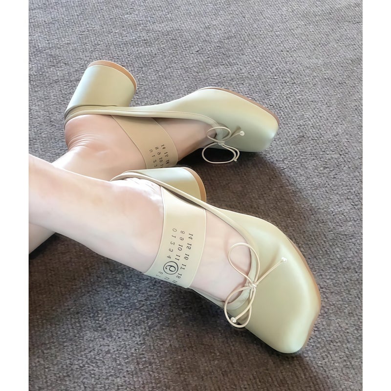 Women's Avocado Green Closed-Toe Mary Jane Bow High Heel Sandals - Image 2