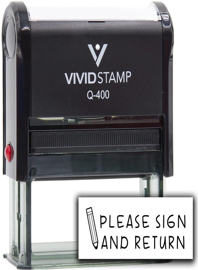 Vivid Stamp Please Sign and Return Stamps for Grading Self-Inking Rubber Stamps (Black Ink) - Q-400 - Image 1
