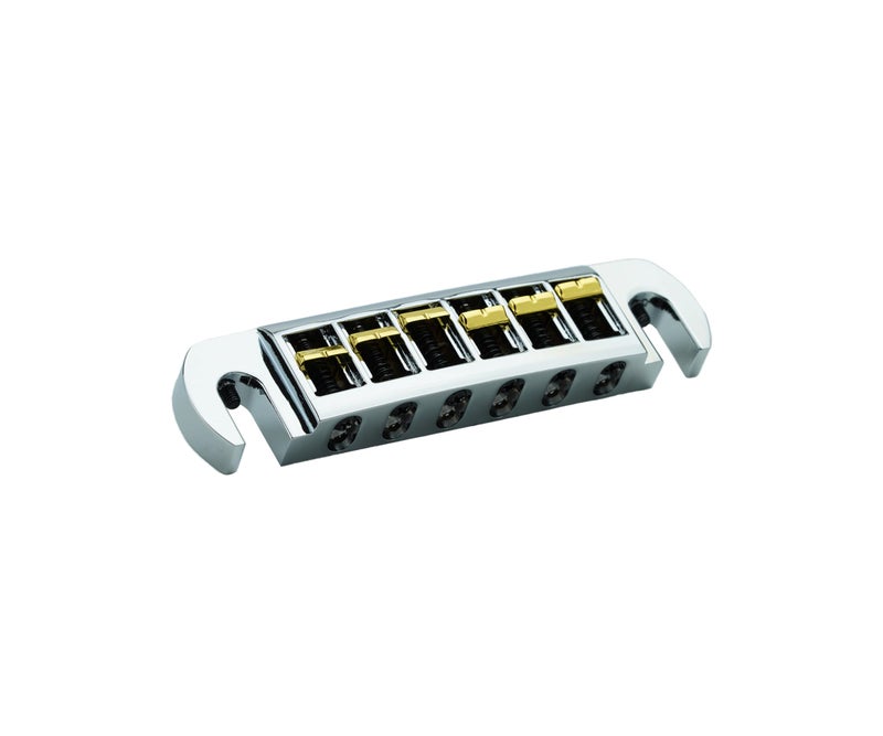 Guyker Guitar Bridge String Spacing 10.5mm, Zinc Alloy Dual-Tone Adjustable Wraparound Tune O Matic Bridge Tailpiece with Studs for 6 String Les Paul LP SG Electric Guitar (GM002, Chrome) - Image 3