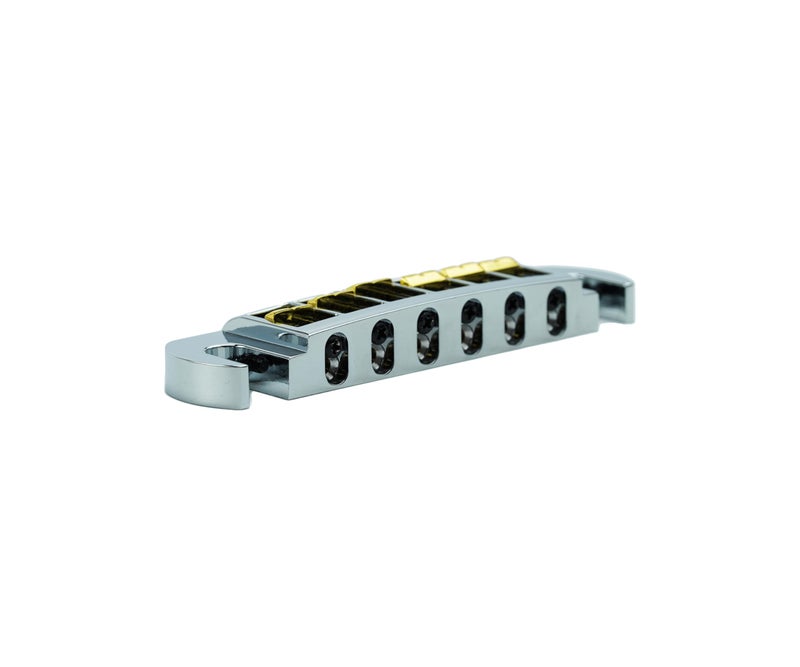 Guyker Guitar Bridge String Spacing 10.5mm, Zinc Alloy Dual-Tone Adjustable Wraparound Tune O Matic Bridge Tailpiece with Studs for 6 String Les Paul LP SG Electric Guitar (GM002, Chrome) - Image 4