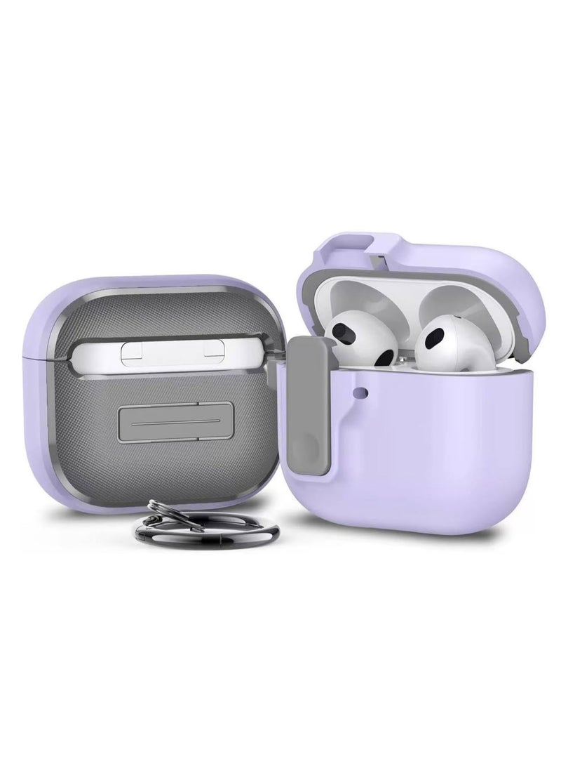 Case Compatible with AirPods 4 (2024) Cover Automatic Switch Lock, Clip Airpods 4th Generation Men Women, Shockproof Protective Hard Shell with Carabiner (Purple)  - Image 1