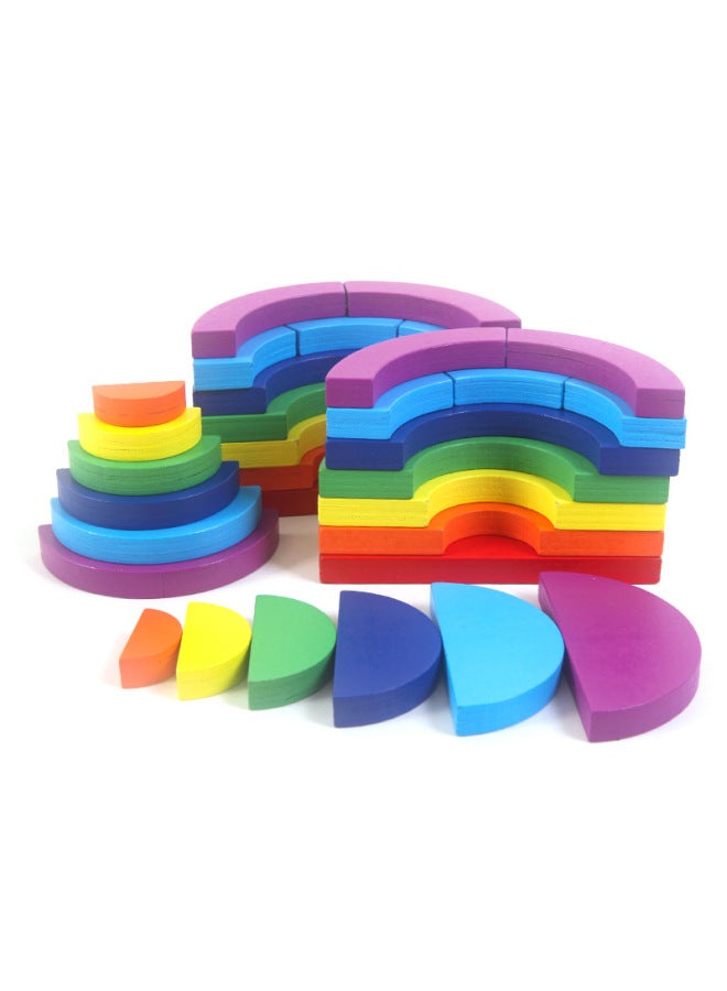 Creative Assembled Round Three-Dimensional Puzzle Toys Kindergarten Children's Educational Shape Matching Large Particle Building Blocks Toys-Color:Thinking Puzzle Building Blocks - Image 2
