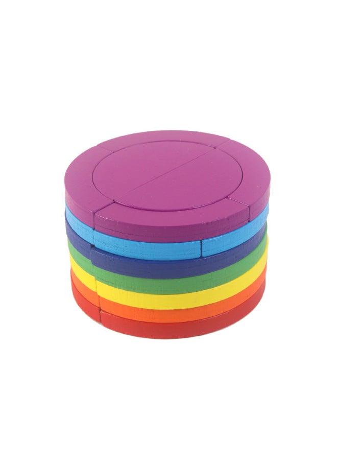 Creative Assembled Round Three-Dimensional Puzzle Toys Kindergarten Children's Educational Shape Matching Large Particle Building Blocks Toys-Color:Thinking Puzzle Building Blocks - Image 3