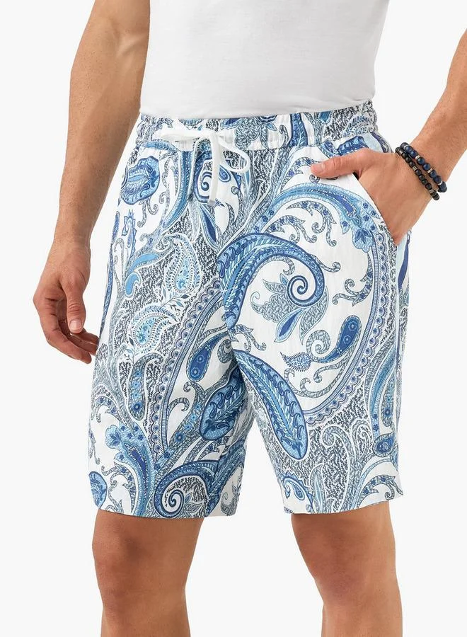 ايكونيك شورت بطبعة بيزلي الأيقونية مع رباط وجيوب