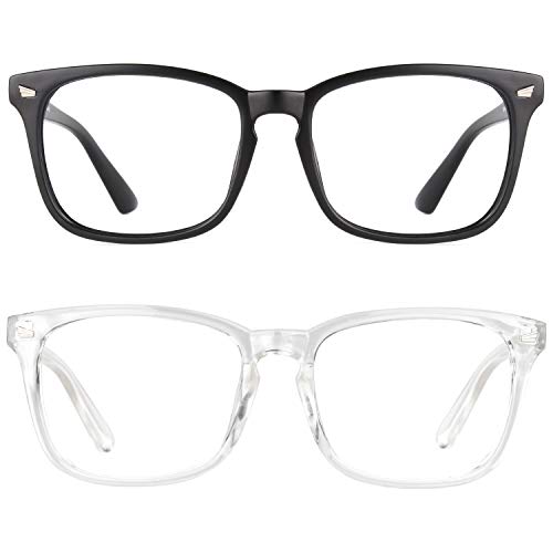 GQUEEN 2 Pack Fashion Glasses Non Prescription Fake Glasses for Women Men Clear Lens Square, PE2 - Image 5