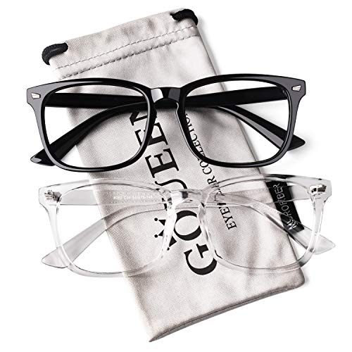 GQUEEN 2 Pack Fashion Glasses Non Prescription Fake Glasses for Women Men Clear Lens Square, PE2 - Image 1