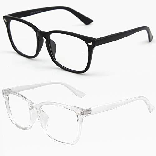 GQUEEN 2 Pack Fashion Glasses Non Prescription Fake Glasses for Women Men Clear Lens Square, PE2 - Image 2