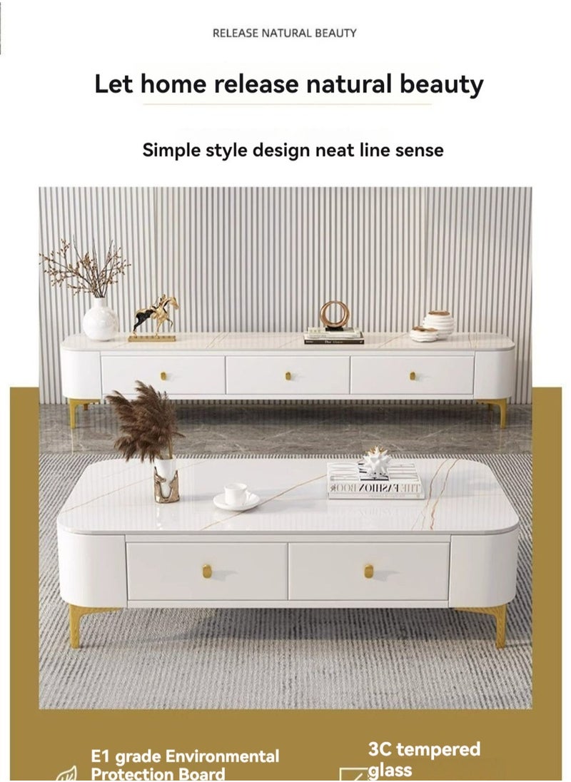 Light Luxury Glass Tea Table Simple Small Family Living Room Modern Square Storage Tea Table Soft Bag TV Cabinet Combination