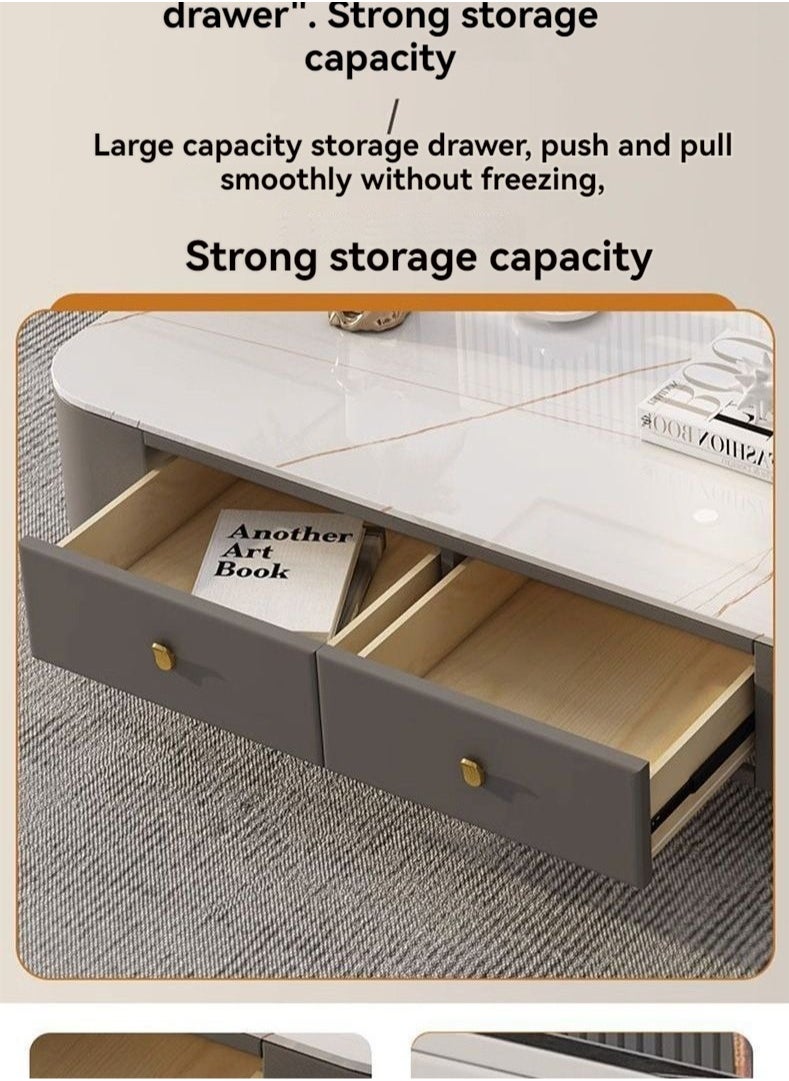 Light Luxury Glass Tea Table Simple Small Family Living Room Modern Square Storage Tea Table Soft Bag TV Cabinet Combination