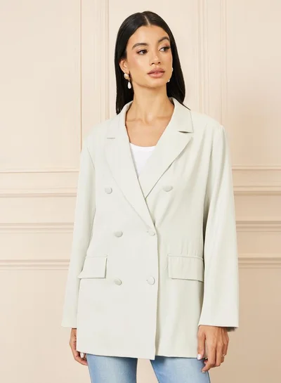 ستايلي ستيلي بليزر طويل بياقة مزدوجة