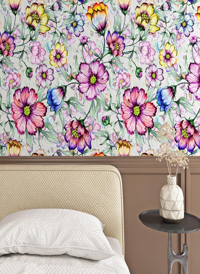 ReWallpaper 17.5in X 23ft Dark Purple Floral Wallpaper Peel and Stick Vintage Flowers Removable Wallpaper for Bathroom Bedroom Laundry Room Walls Renter Friendly Stick on Wall Murals - Image 3