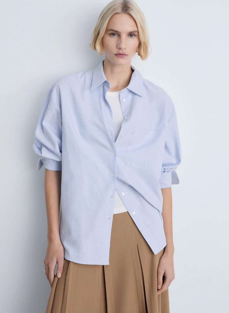 MANGO Striped Cotton Shirt  - Image 1