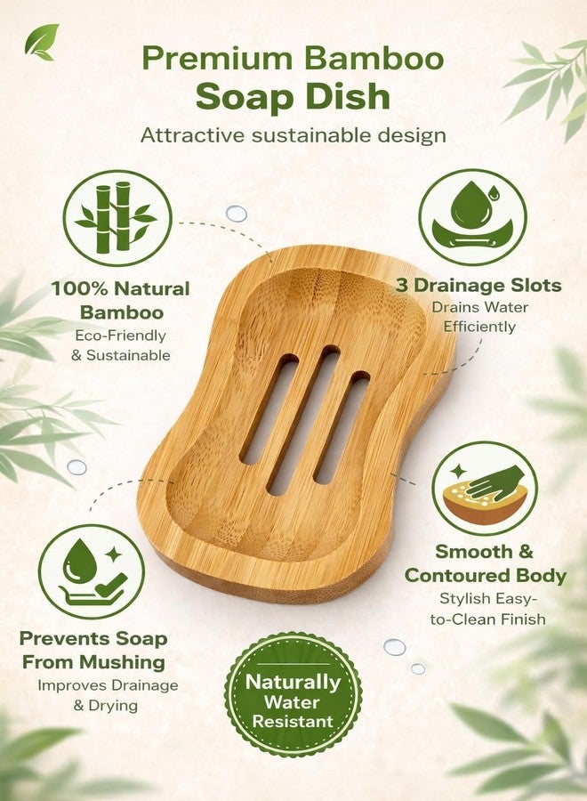 TeraaBliss Bamboo Soap Dish (Rectangle & Curved Design) | Eco-Friendly Wooden Soap Holder Drain Slots | Non-Slip Soap Tray for Bathroom, Kitchen & Wash Basin | Durable & Water Resistant (Curved Soap Holder) - Image 2