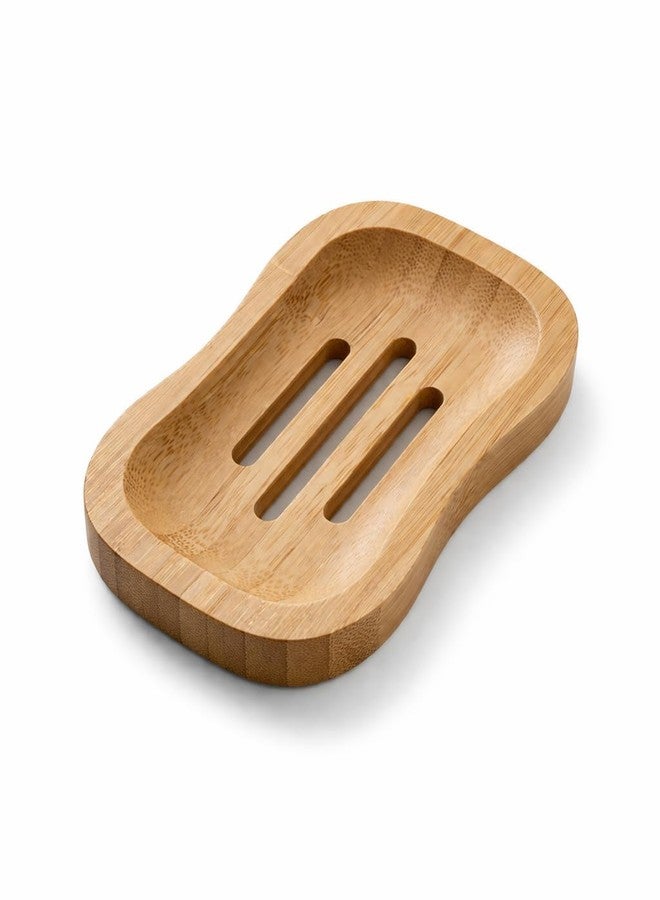 TeraaBliss Bamboo Soap Dish (Rectangle & Curved Design) | Eco-Friendly Wooden Soap Holder Drain Slots | Non-Slip Soap Tray for Bathroom, Kitchen & Wash Basin | Durable & Water Resistant (Curved Soap Holder) - Image 1