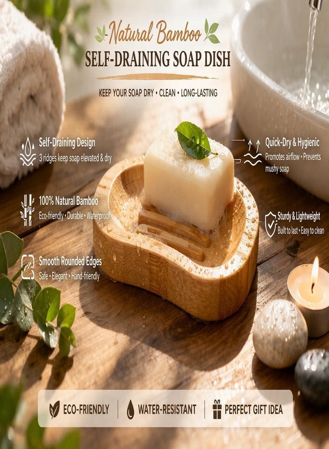 TeraaBliss Bamboo Soap Dish (Rectangle & Curved Design) | Eco-Friendly Wooden Soap Holder Drain Slots | Non-Slip Soap Tray for Bathroom, Kitchen & Wash Basin | Durable & Water Resistant (Curved Soap Holder) - Image 5