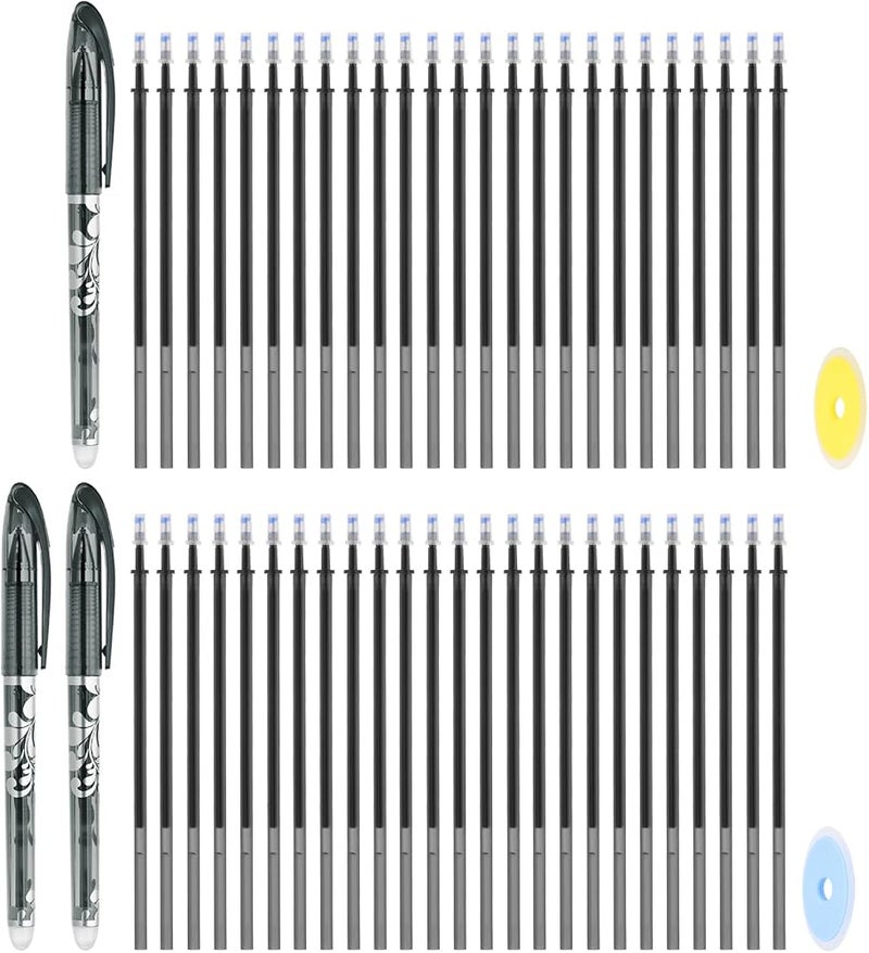 PATIKIL 3Pack Erasable Gel Pens with 50 Refills & 2 Erasers, 0.5mm Heat Erasable Pens for Fabric Black Ink Fabric Markers for Sewing Quilting Planner Writing - Image 1