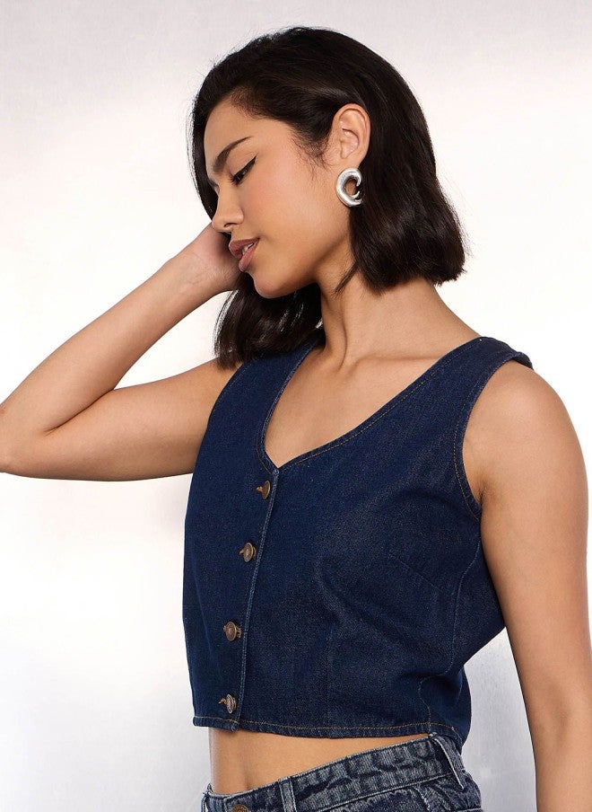 ساسافراس بلوزة دنيم قصيرة للنساء - Image 3