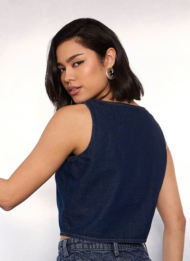 ساسافراس بلوزة دنيم قصيرة للنساء - Image 4