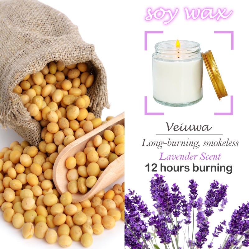 Veiuwa 24 Pcs 4 Oz Mini White Soy Candles,Lavender Scented Candles Set,Bulk Aromatherapy Candle,Great Stress Relieving Scented Candle for Girls as a Gift for Birthdays, Weddings and More! - Image 3