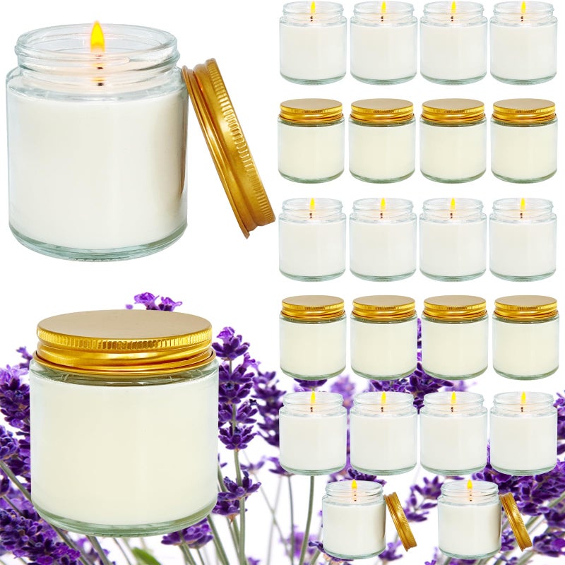 Veiuwa 24 Pcs 4 Oz Mini White Soy Candles,Lavender Scented Candles Set,Bulk Aromatherapy Candle,Great Stress Relieving Scented Candle for Girls as a Gift for Birthdays, Weddings and More! - Image 1
