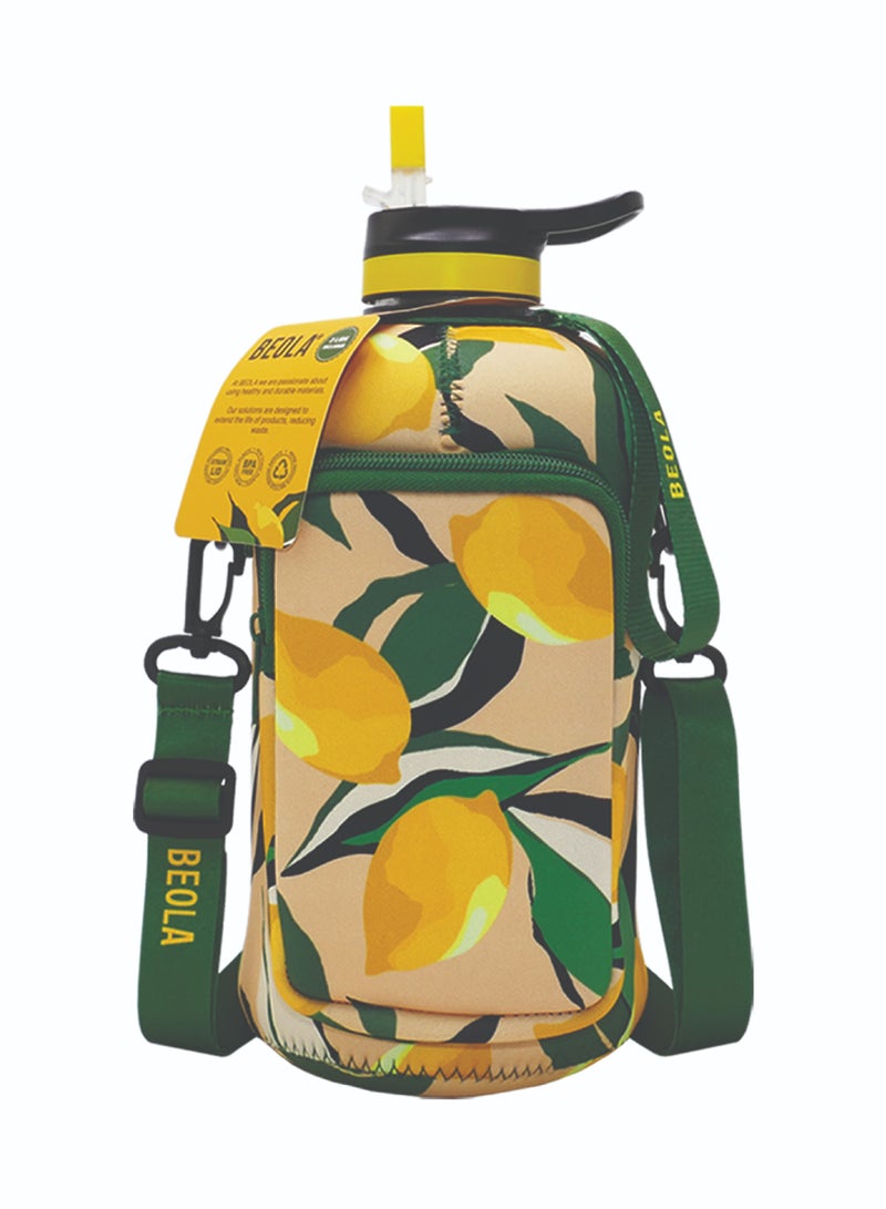 BEOLA Large Gym Half Gallon Water Bottle with Case, Life Lemons - 2.2L - Image 2