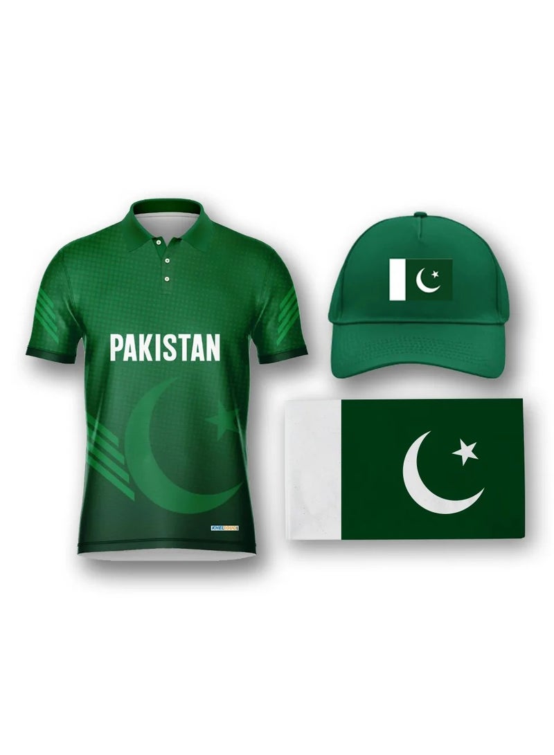 Khelsouq Pakistan Cricket Fan Jersey - with cap and Flag (Free Gift Included) - Image 2