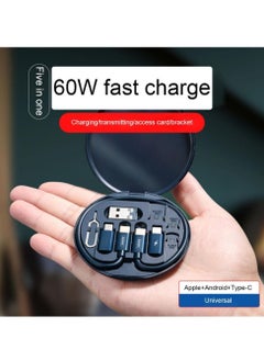 KASTWAVE USB Adapter Cable Conversion Storage Box, Multi-Type Charging Line Convertor Lightning Type C Micro Data Transfer Tool (Black)  - Image 2
