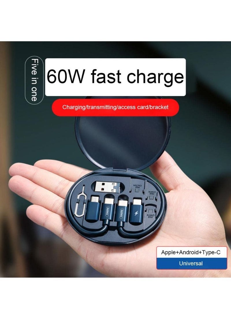 KASTWAVE - USB Adapter Cable Conversion Storage Box, Multi-Type Charging Line Convertor Lightning Type C Micro Data Transfer Tool (Black) - Image 1