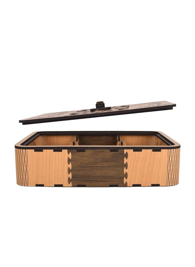 AVAD AVAD Wood Dry Fruit Box Handmade Handcrafted Wooden Large Size big squer desing Dry Fruit Box for Gift Food Storage Spice Box 6 Compartment Storage Box Masala Box Set  - Image 2