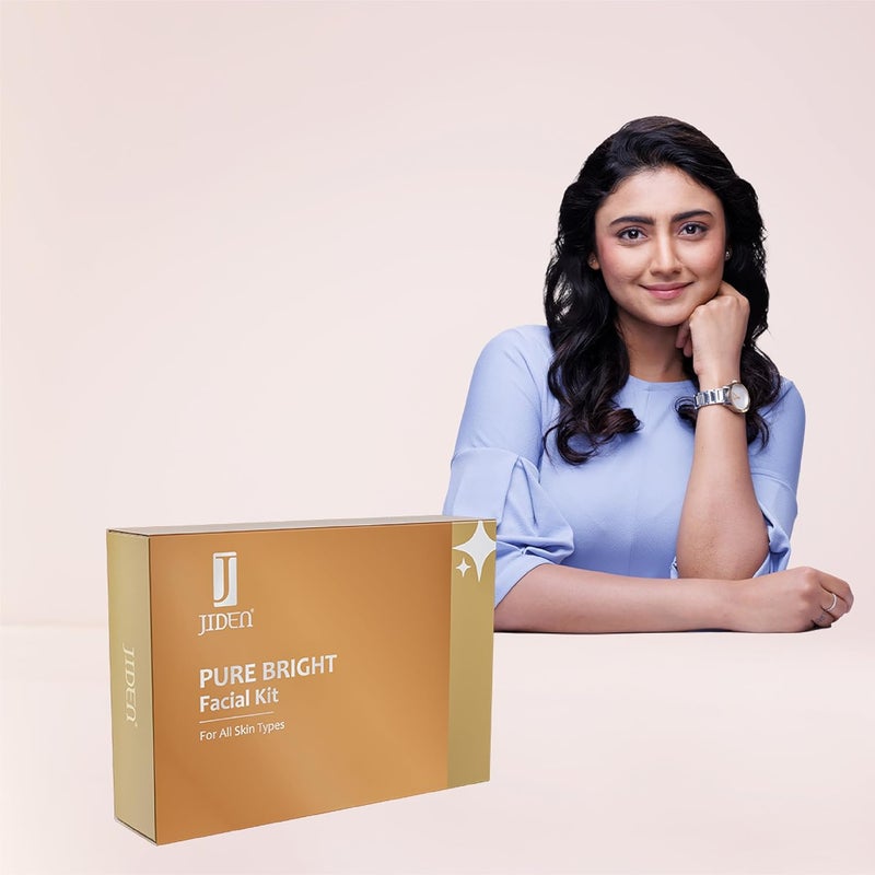 JIDEN Pure Bright Facial Kit 260gm Enriched with Saffron Extract Licorice Extract Aloe Vera Olive Oil Deep Nourishment Tan Blemish Reduction Natural Glow Enhancer 6Step Skin Hydrating - Image 4