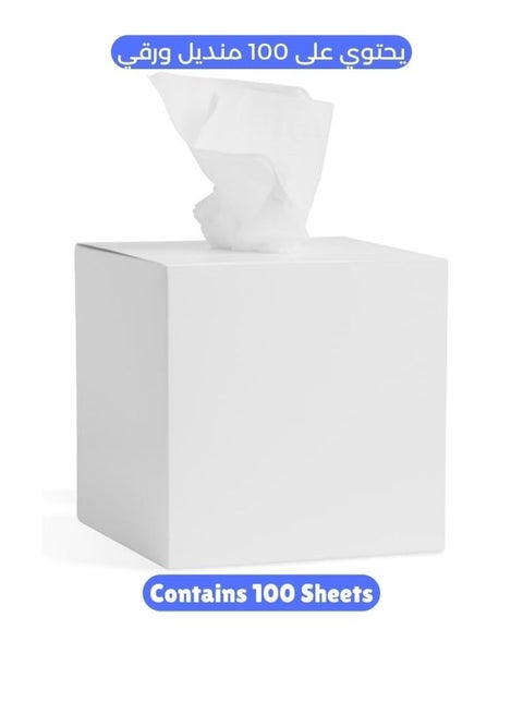 2 Ply Facial Tissue 100 Sheets in a Cube Box - Contains 100 Premium Quality Soft and Absorbent Tissues