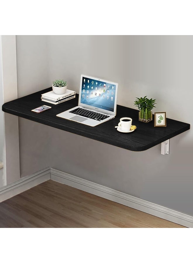 VITION Computer Wall Mount Stand Folding Wall-Mounted Drop-Leaf Table,Metal Folding Shelf Bench Table Bracket (Black, 50 x 80cm) - Image 1