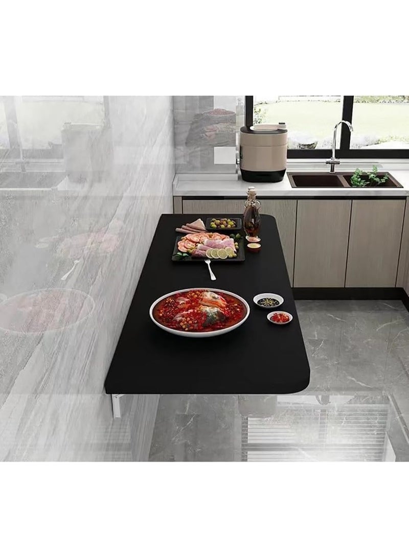 VITION Computer Wall Mount Stand Folding Wall-Mounted Drop-Leaf Table,Metal Folding Shelf Bench Table Bracket (Black, 50 x 80cm) - Image 3