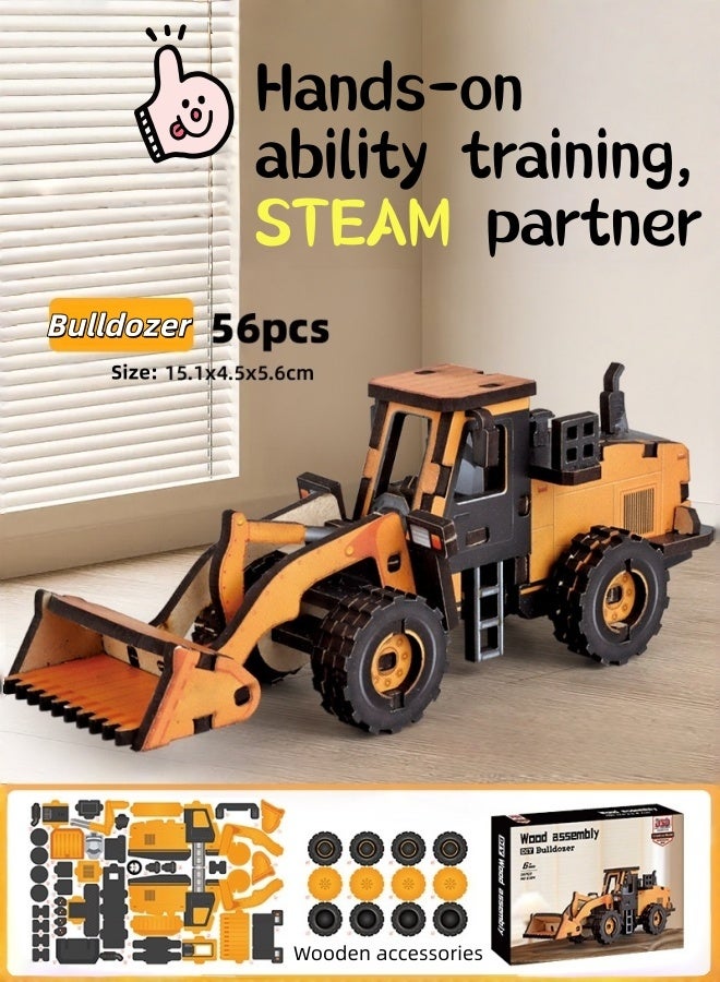 Saudi Select Engaging 3D Wooden Puzzle Bulldozar Toy - Hands-On STEM Learning & Fun Assembly Model Kit - Image 1