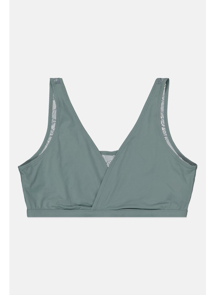 Etam Women Textured Non Padded Bra, Sage Green  - Image 1